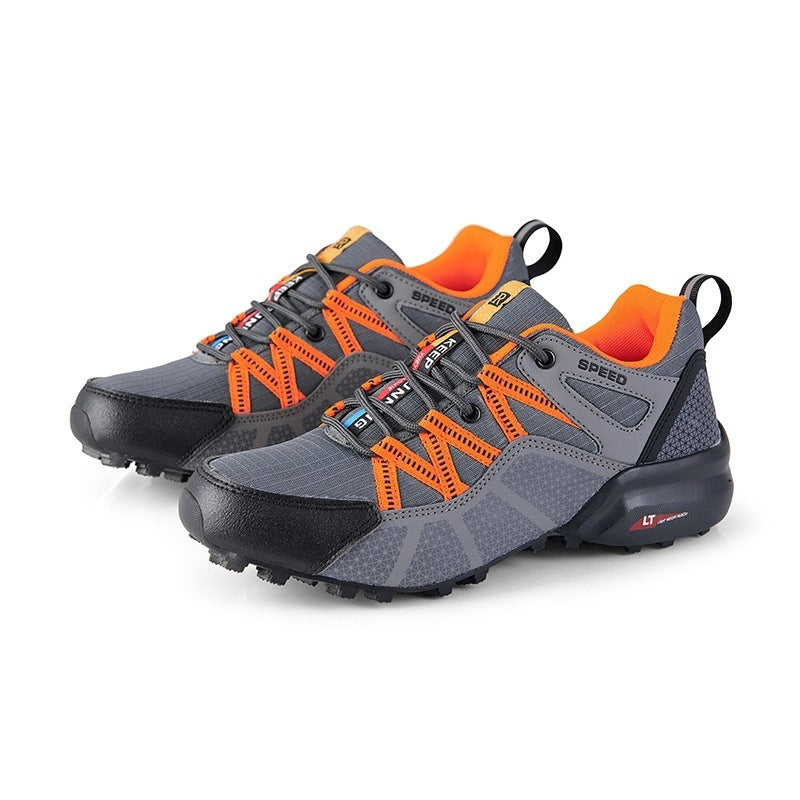 Lightweight Breathable Men's Mesh Outdoor Sports And Casual Hiking Shoes Gray Orange
