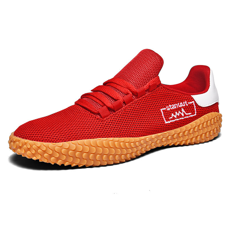 Spring and Summer Flying Woven Casual Shoes Large Men's Shoes Beathable Korean Forrest Gump Sneakers Red