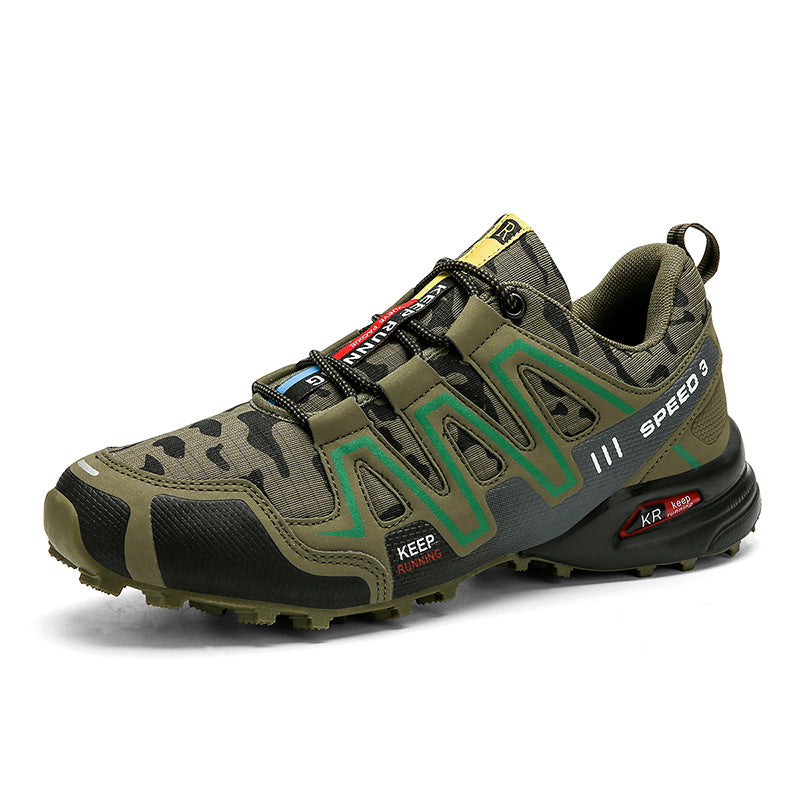 Men Hiking Shoes Climbing Male Sports Shoes Work Safety Toe Tactical Non-Slip Durable Trekking Sneakers Mens Footwear GREEN CAMOUFLAGE 44