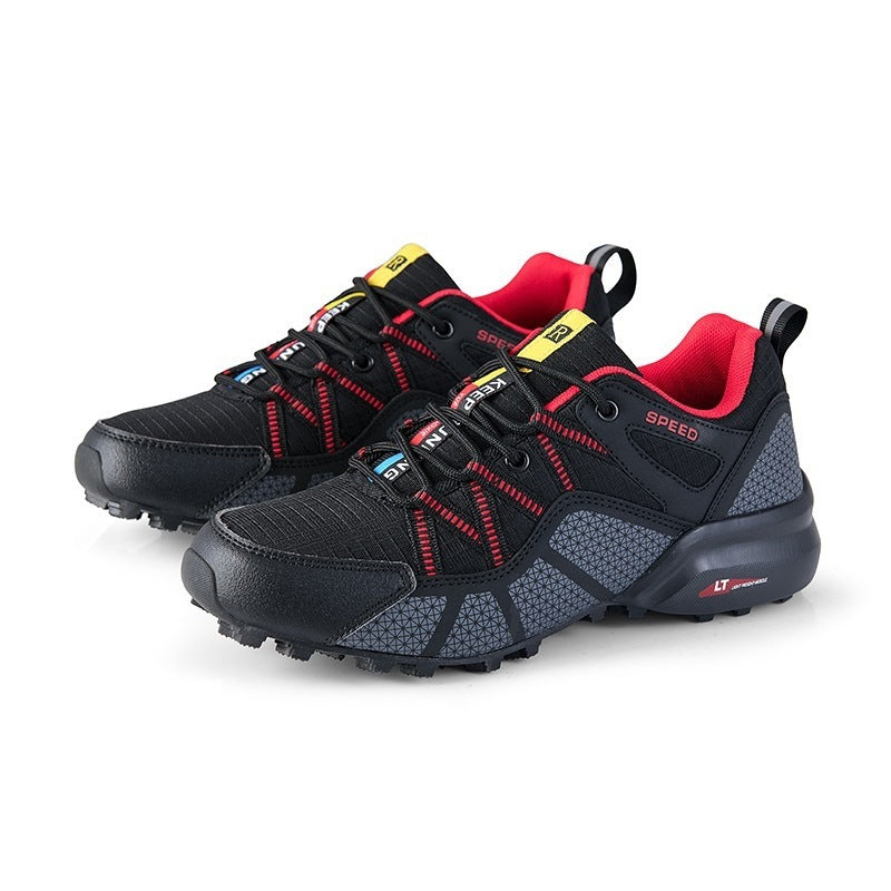 Lightweight Breathable Men's Mesh Outdoor Sports And Casual Hiking Shoes Black And Red