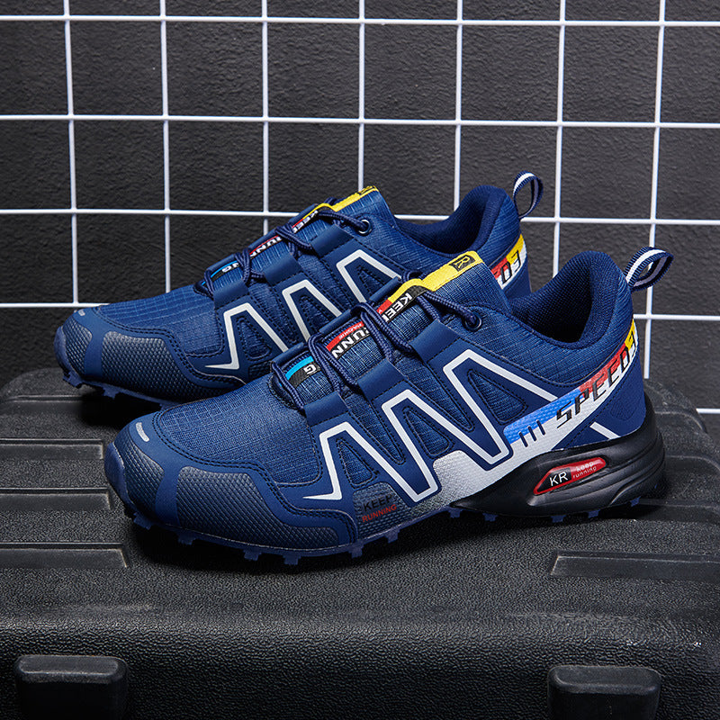 Summer Hiking Shoes Outdoor Shoes Men's Super Lightweight Breathable Shock Absorption Off-road Trekking Shoes Blue color