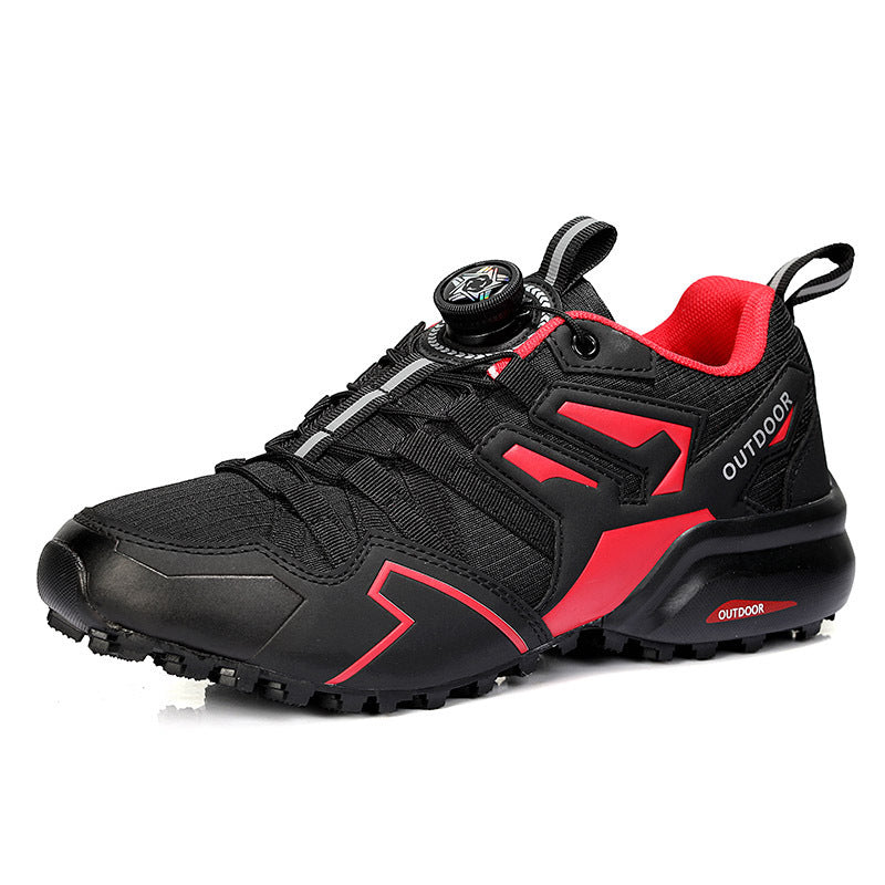 Outdoor Off-road Lightweight Breathable Hiking Shoes Sports Riding Shoes X111 Black Red