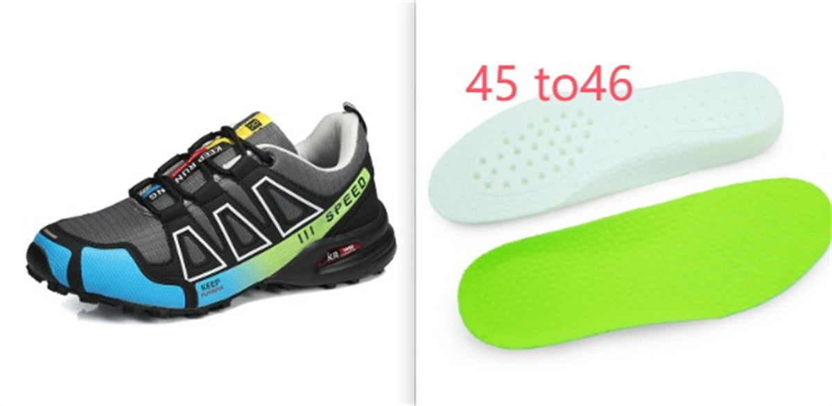 Summer Hiking Shoes Outdoor Shoes Men's Super Lightweight Breathable Shock Absorption Off-road Trekking Shoes Gray Green set 46