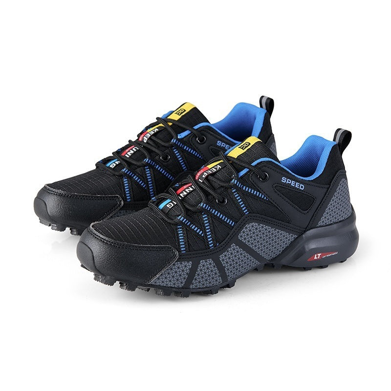 Lightweight Breathable Men's Mesh Outdoor Sports And Casual Hiking Shoes Black Blue